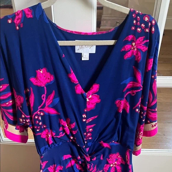 Lilly Pulitzer Navy and Pink Floral Maxi Dress - Picture 2 of 5